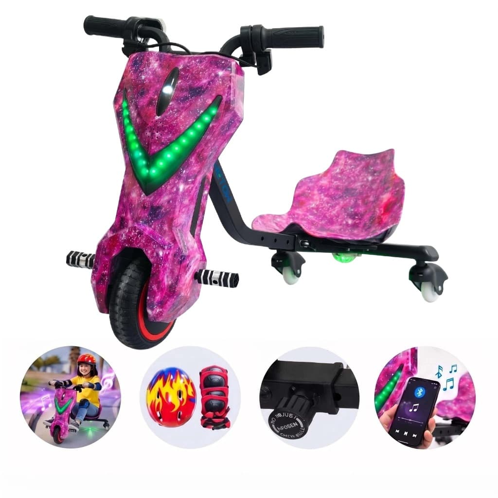 Triciclo Elétrico Drift 3 Rodas 250W 36V Infantil 6.5" Polegadas 3 Velocidades Bluetooth Led