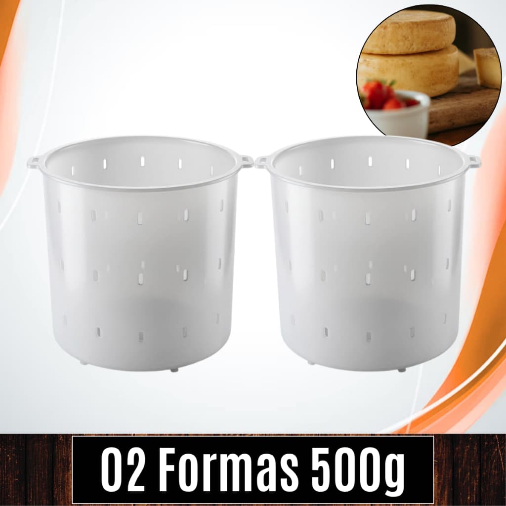Pct 02 Unds Formas 500g (Especial e reforçada) p/ Queijos Minas  Frescal Ricota Canastra - INJESUL