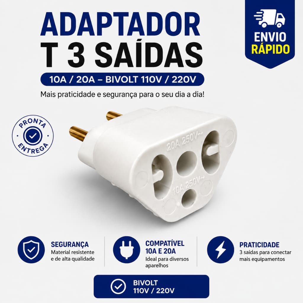 Adaptador de Tomada Bob LOVE 10A E 20A Alta Temperatura - Ideal para Chapinha e Cozinha