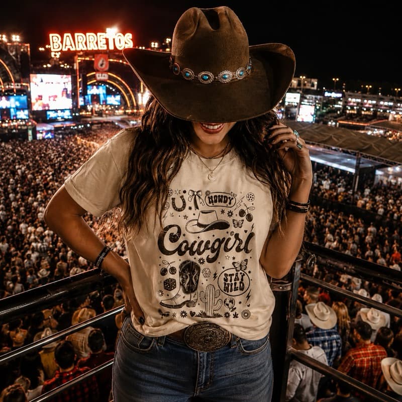 Camiseta Oversized Feminina Country Cowboy Agro Premium 100 % Algodão - Envio Imediato Edição Limitada Barretos Cow Girl