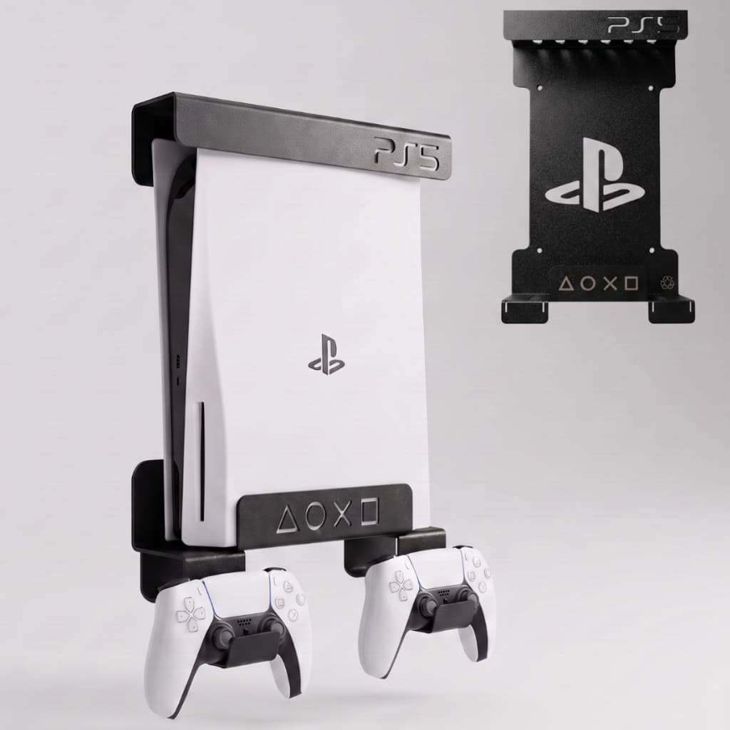 Suporte de Parede para PS5 com Suporte para 2 Controles Metal Reforçado