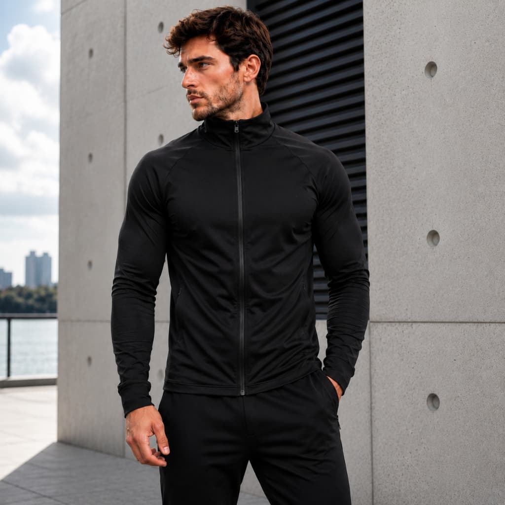 Jaqueta Esportiva Masculina Dry Fit Manga Longa com Zíper Academia Corrida Treino Fitness
