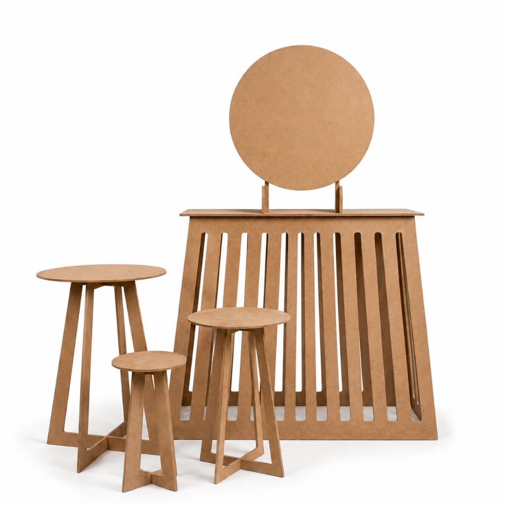 Kit Mesa Ripada Decoração De Festa Pegue e Monte Mini Painel/Trio Mesinhas/Mesa Madri