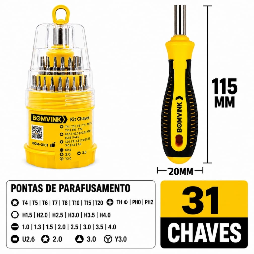 Kit Jogo de Ferramentas de Precisão Mini Chaves 31 Peças