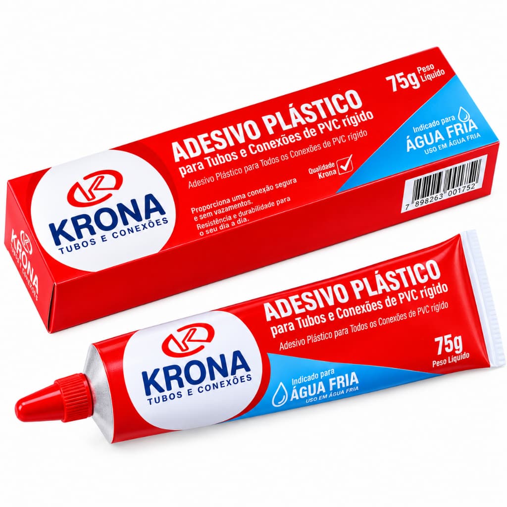 Adesivo Plástico Cola Cano PVC Krona - 75g - 1un - 2un e 3un
