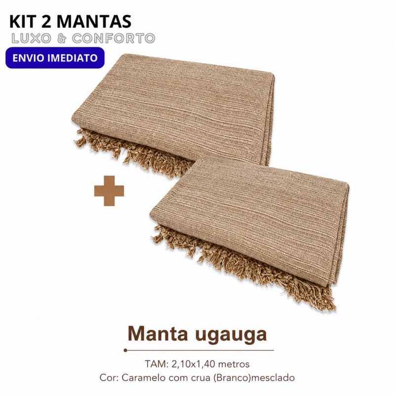 Kit 2 Mantas Para Sofá Cama Cadeira 2,10x1,40 Grande Decorativa Protetora com Franjas Luxo