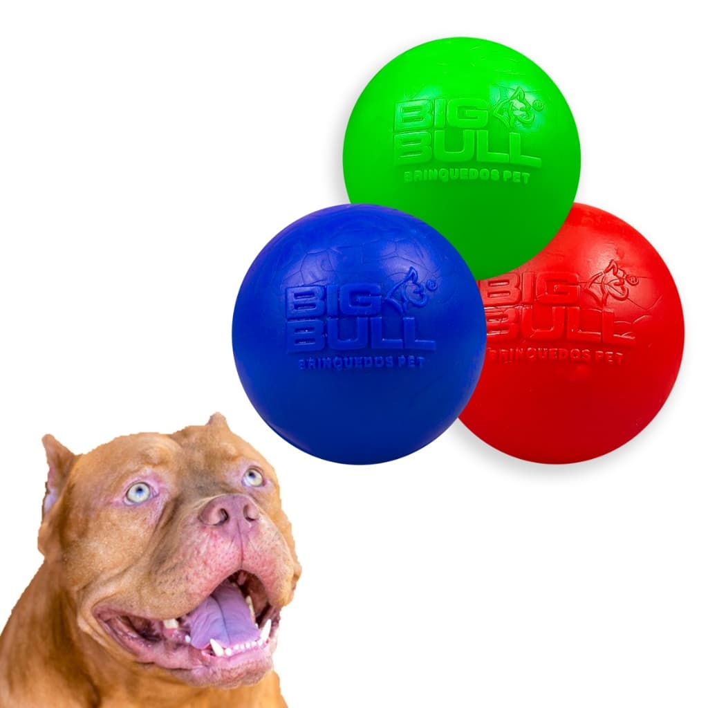 Brinquedo Para Cachorro Pet Bola 100mm Raças Grandes 3 Unidades Big Bull