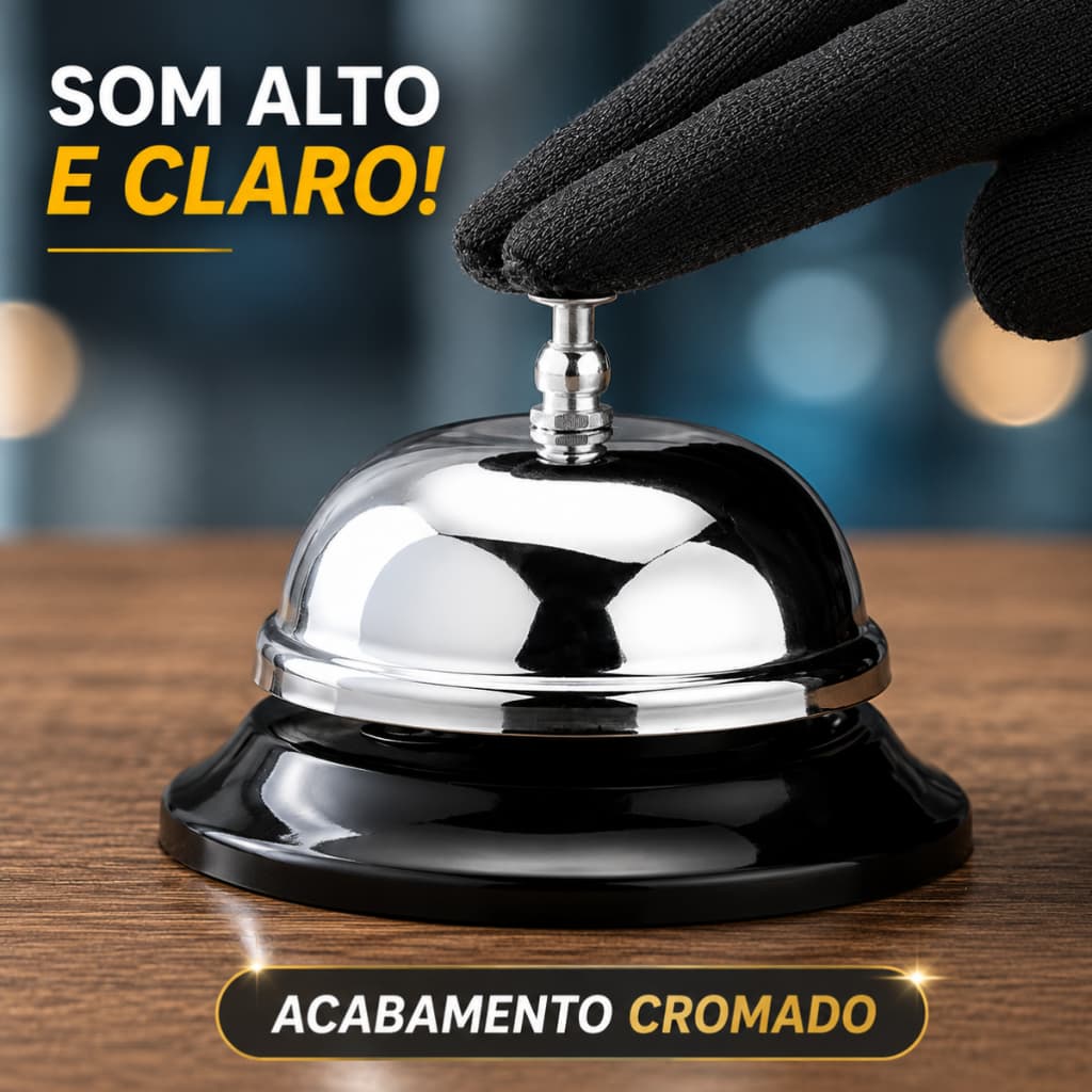 CAMPAINHA DE MESA P - SONORIDADE ALTA, DESIGN CLÁSSICO E MATERIAL RESISTENTE - TAM: 6 X 5 CM