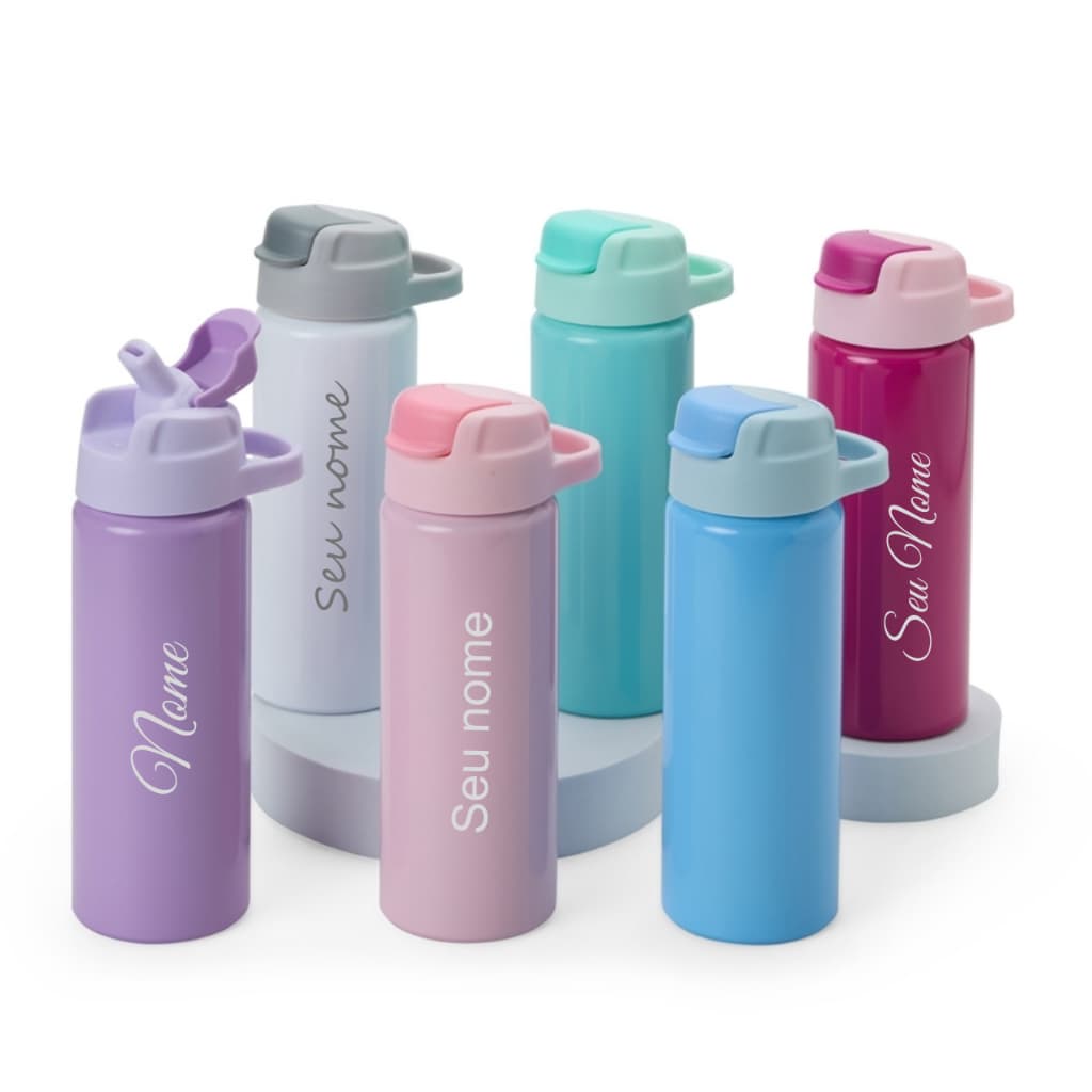Garrafa Alumínio 600ml Personalizado com Nome | Squeeze para Academia, Trabalho e Escola