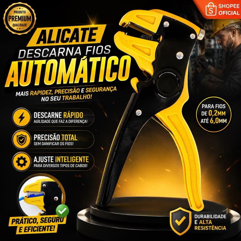 Alicate Desencapador de Fios Automático Profissional Ajustável 0,2 a 6mm