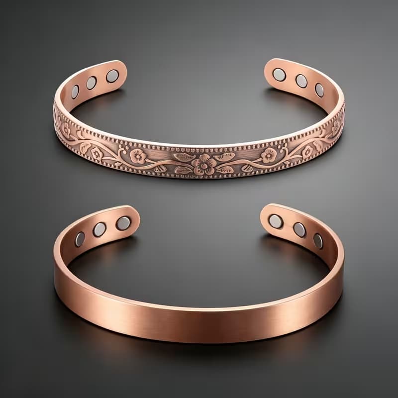 PULSEIRA DE COBRE MAGNÉTICA VINTAGE LISA E TRABALHADA PU-T76