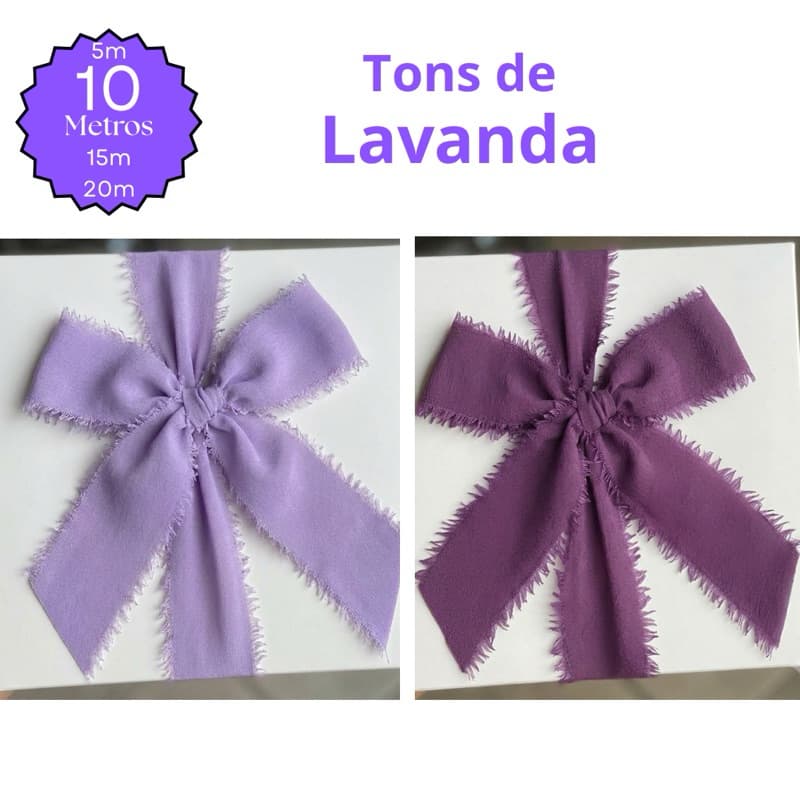 Fita Chiffon Lavanda Artesanal Rústica Desfiada para casamentos, caixas padrinhos, festas
