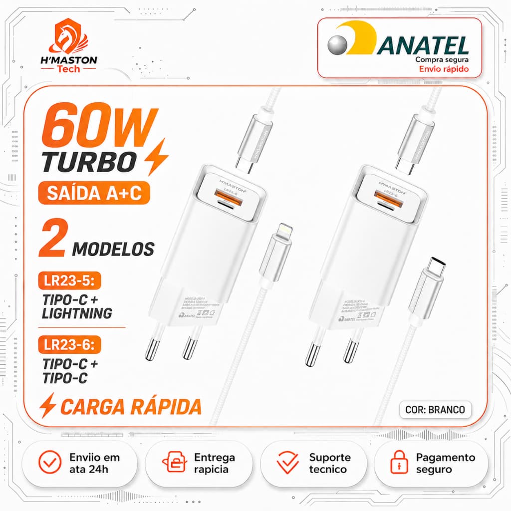 H'MASTON LR23 Carregador Turbo Tipo c Carregador Tipo c Cabo Carregador Tipo c Turbo Cabeça De Carregador Tipo c