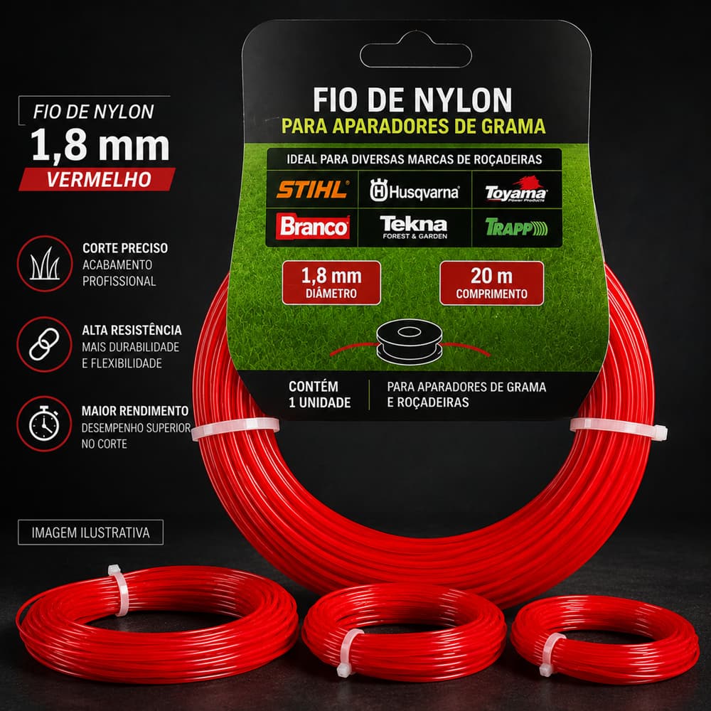 Fio de Nylon para Aparador de Grama - Alta Durabilidade e Corte Preciso