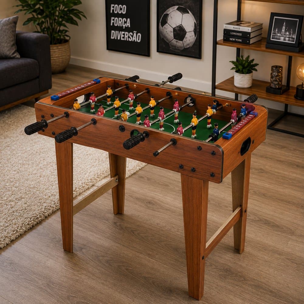 Pebolim Infantil Portátil com Pés 2 Jogadores Mesa Futebol de Mesa 69cm