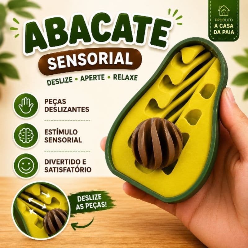Kit 2x Avocado Abacate articulado sensorial | Fidget Toy Antiestresse Brinquedo Interativo Tátil Relaxante Deslizante