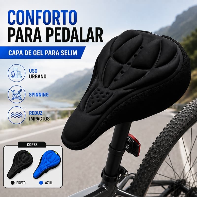Capa de Gel para Selim de Bicicleta Confortável Banco de Bike Silicone Antichoque Spinning