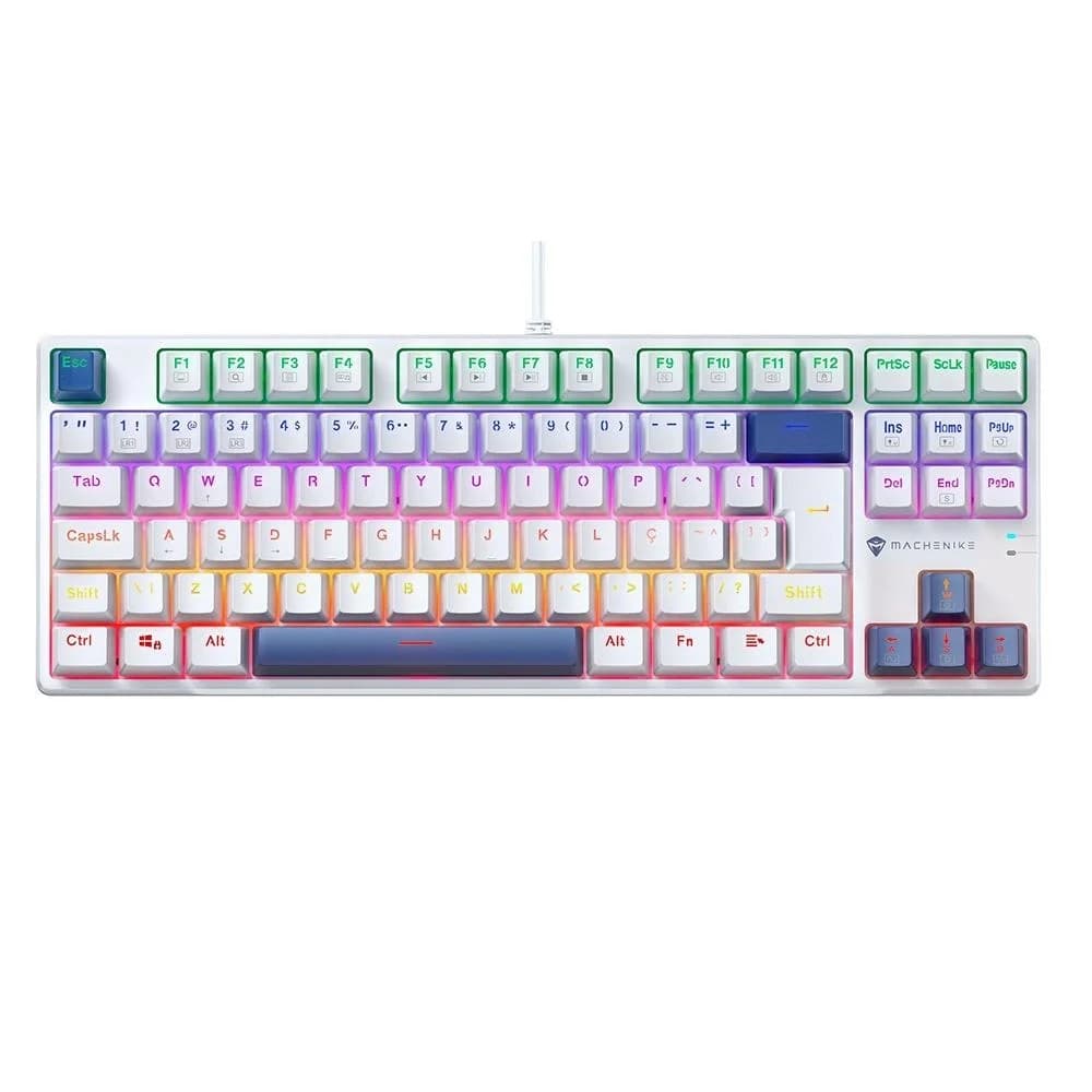 Teclado Mecânico Gamer Machenike K500 B87 RGB ABNT2 Hot Swap Switch Brown USB com Fio para PC