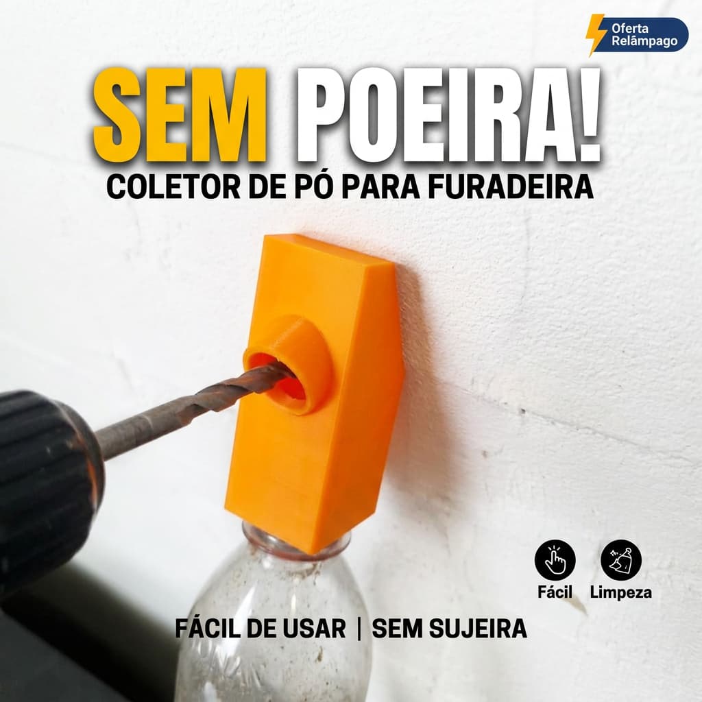 Coletor de Pó para Furadeira Parafusadeira | Coletor de Poeira para Furar Parede Sem Sujeira | Acessório para Broca