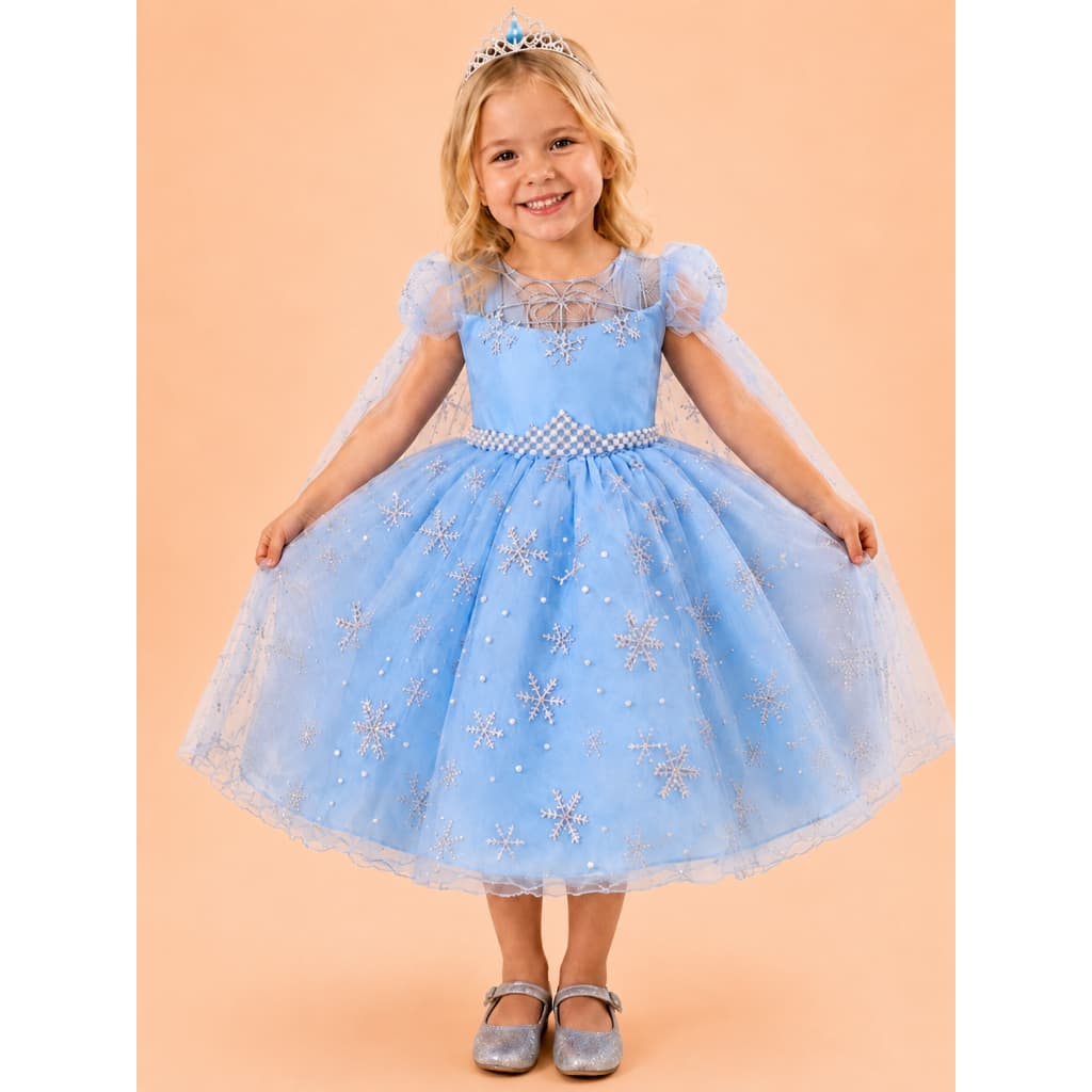 Vestido Frozen Infantil Princesa Elsa Luxo Menina Com Capa Modelo Festa Fantasia 1 a 12 anos