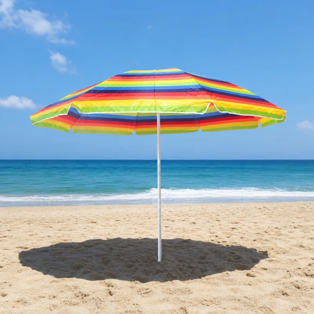 Guarda Sol Em aço Inoxidável Material Em Poliamida 240cm De Cobertura Grande Fixa Na Areia Praia Pesca Verão Colorido