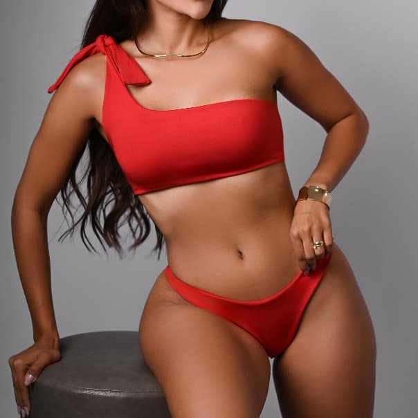 Biquini Bela Detalhe Uma Alça Verão Modelo Blogueira Praia