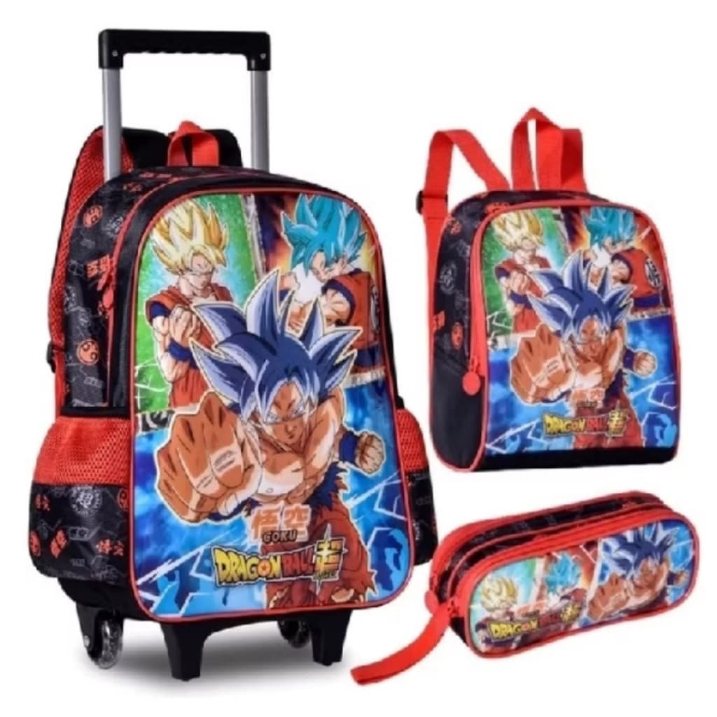Mochila Escolar Infantil Kit Completo Mochila Rodinhas Lanceira Térmica e Estojo