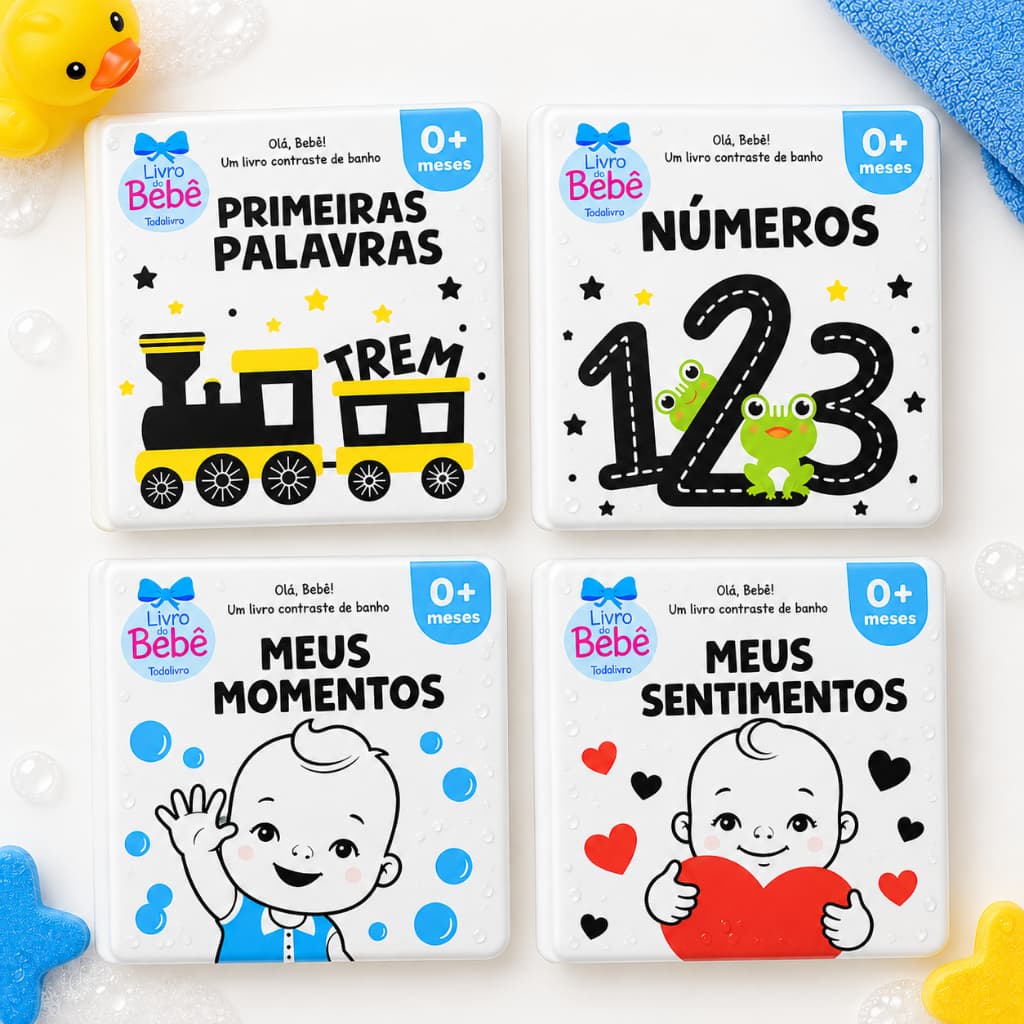 Livro com Contraste para bebês Livro de Banho Bebê Livro Preto e Branco