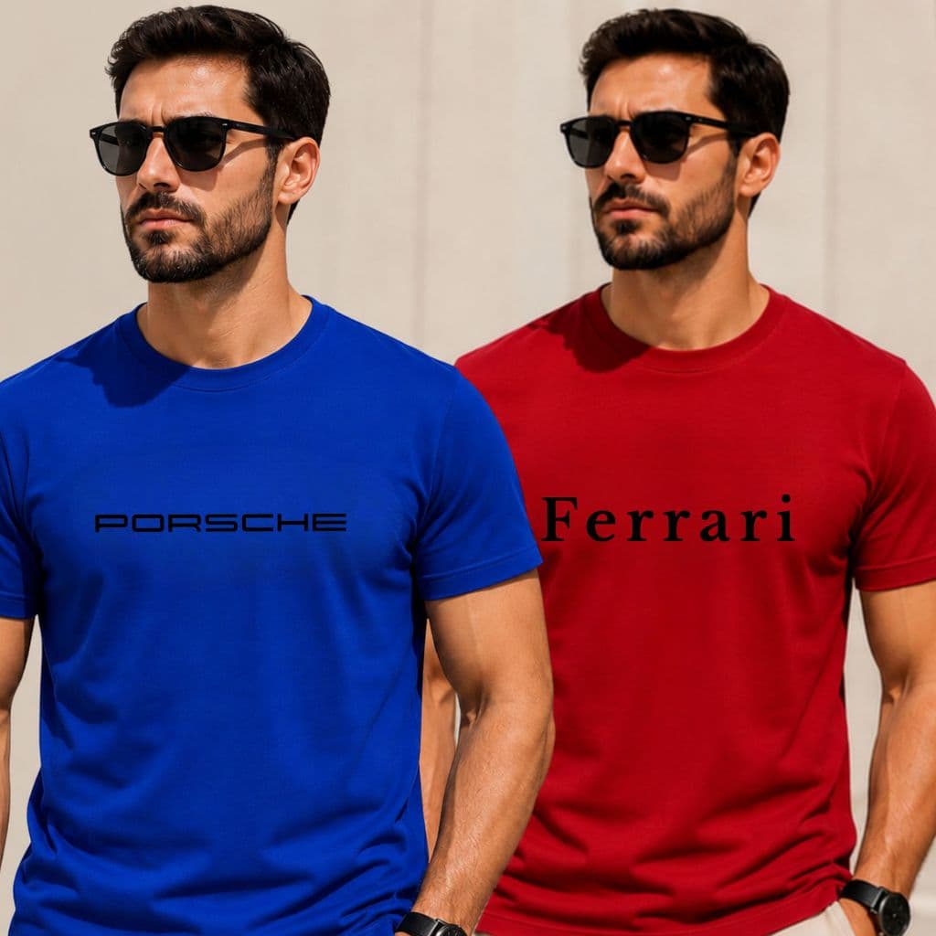 Kit 2 Camisetas Masculinas 100% Algodão Confortável Estampa F e P Manga Curta Gola Redonda Dia a Dia Unissex