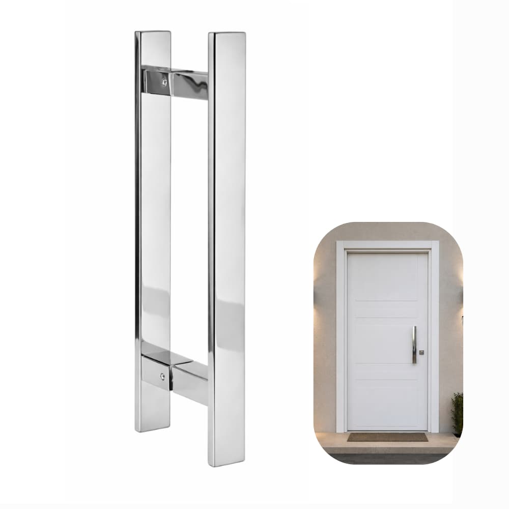 Puxador inox barra chata 30cm - 20cm entre furos-  para portas de madeira, vidro e alumínio