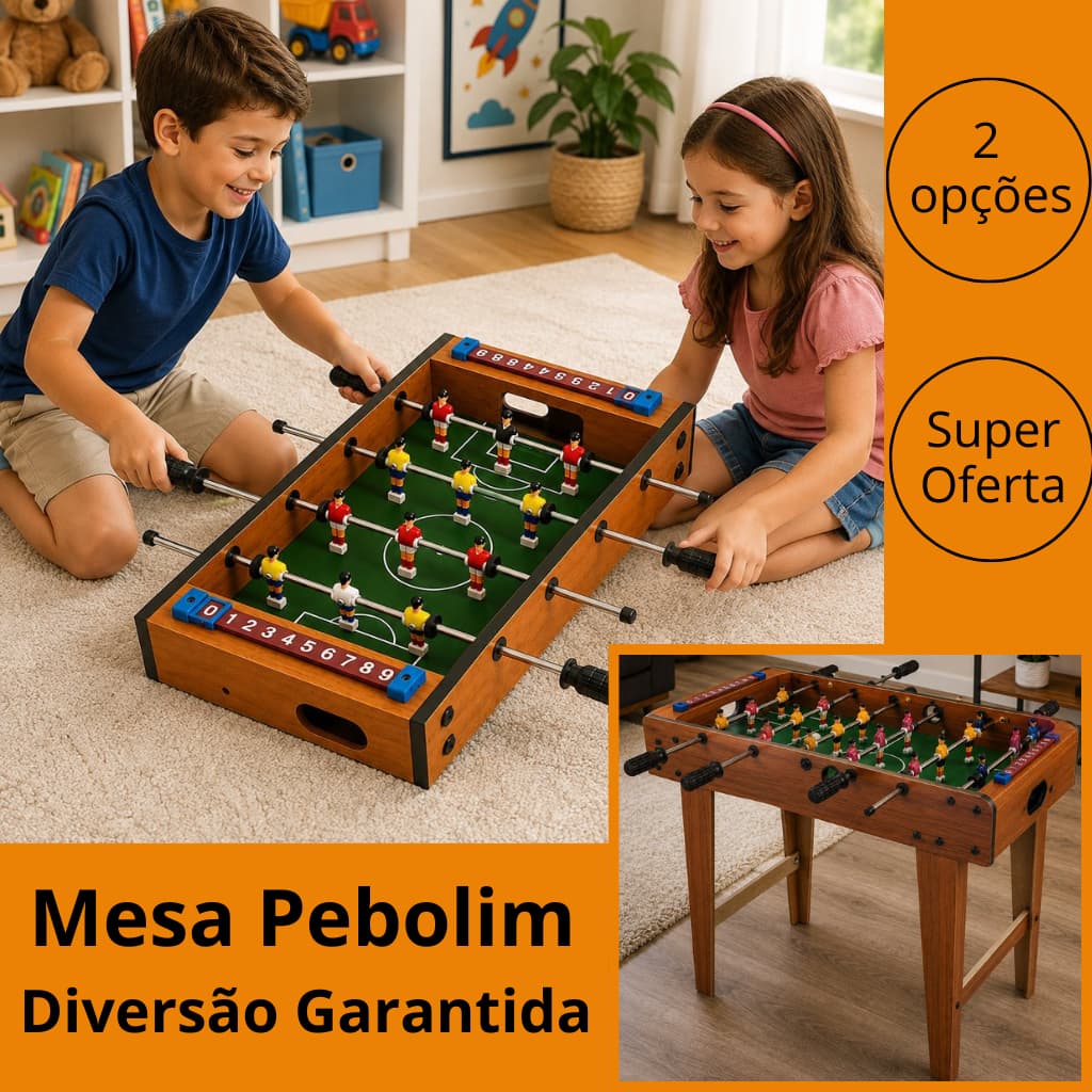 Mesa Infantil Pebolim Portátil Com e Sem Pés Mini Jogos Recreativo Crianças Presente