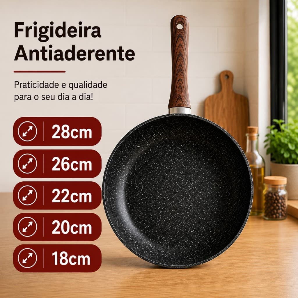 Frigideira Antiaderente Indução Cerâmica Premium Não Gruda Sem Óleo Cooktop Todos Fogões Grande Media Pequena