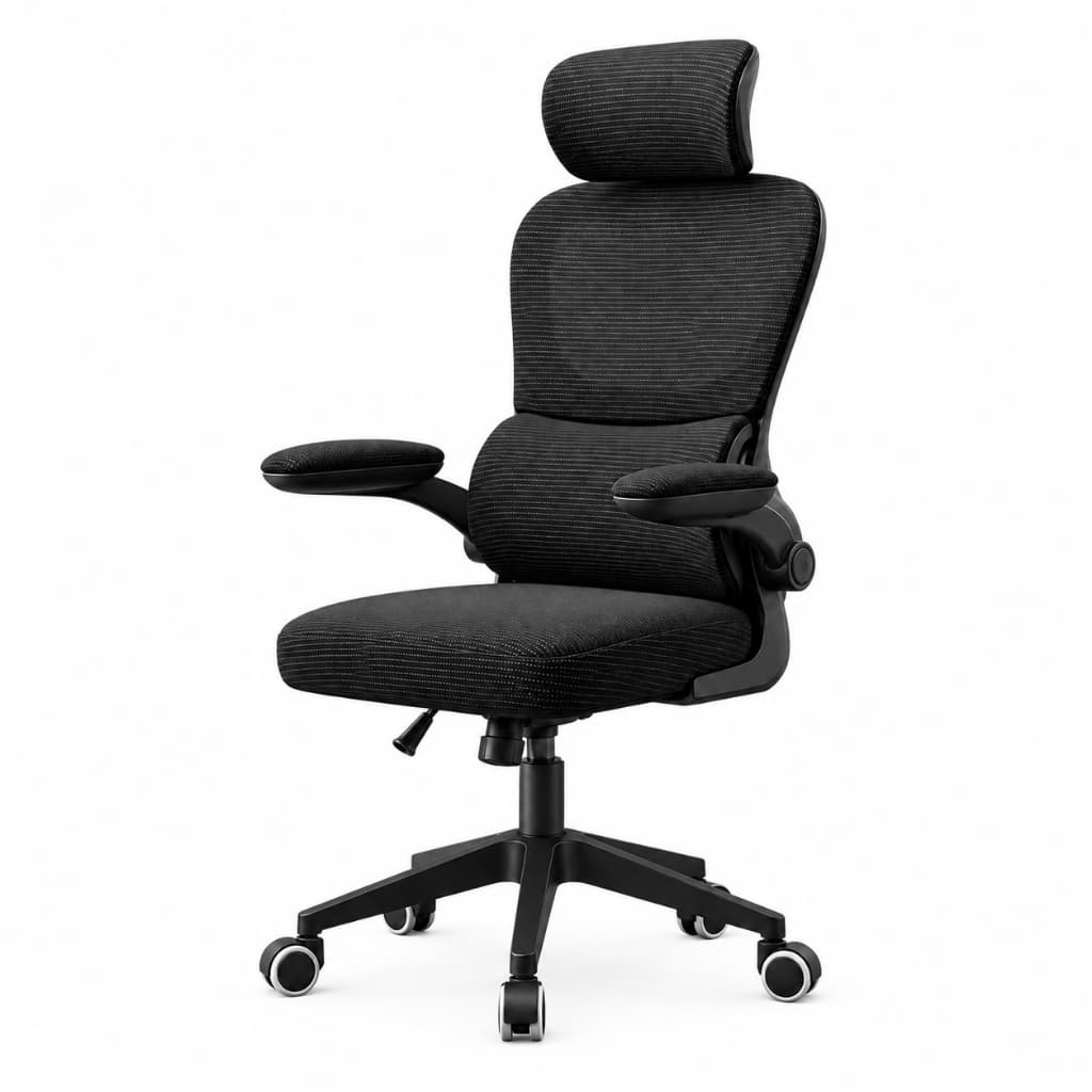 Cadeira De Escritório Ergonômica Apx500 Preta Apoio Lombar Apoio de Cabeça Estofado Mesh