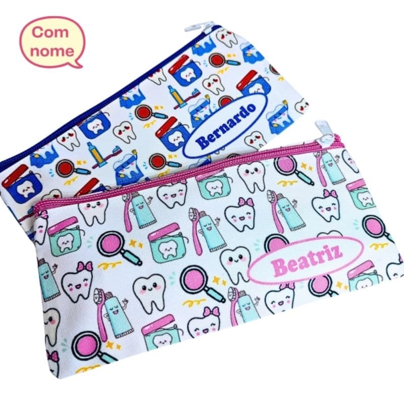Porta escova de dente | Kit Higiene Bucal infantil Personalizada com nome | Nécesserie escolar porta escova |