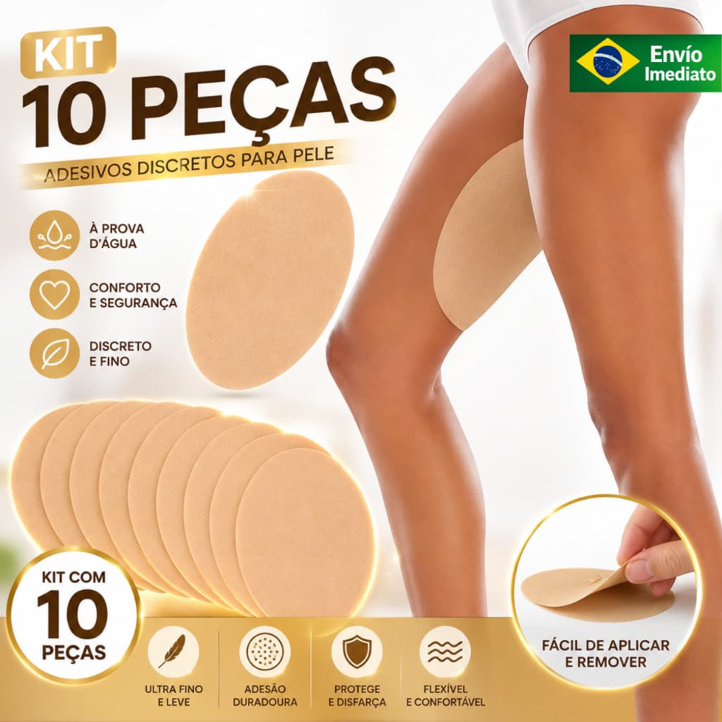 Adesivo Anti-Atrito para Coxas 10 Peças Proteção Contra Fricção Entre Pernas Com Absorção do Suor