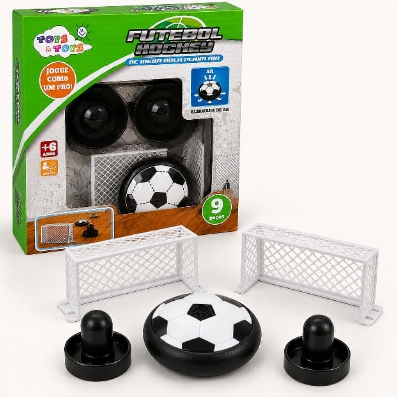 Air Hockey Futebol De Mesa Retratil Jogo De Tabuleiro Bola 9 Pecas Divertido