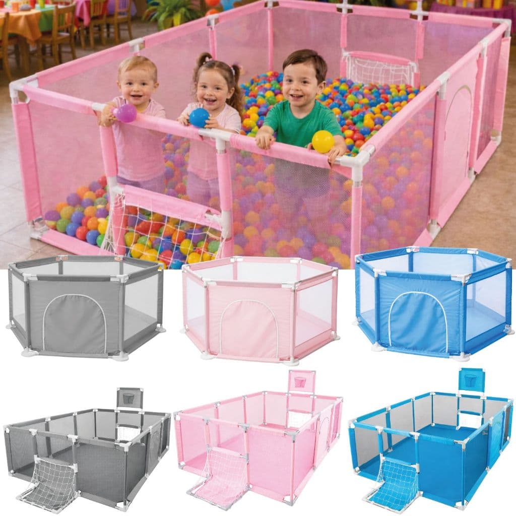 Cercadinho Bebê Chiqueirinho Infantil Desmontável Grande e Pequeno Portátil Tela Transparente VÁRIAS CORES