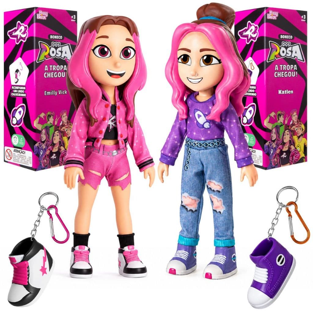 Bonecas Emilly Vick e Katlen Youtuber Dos Rosa Kit Original Bonecas De Vinil