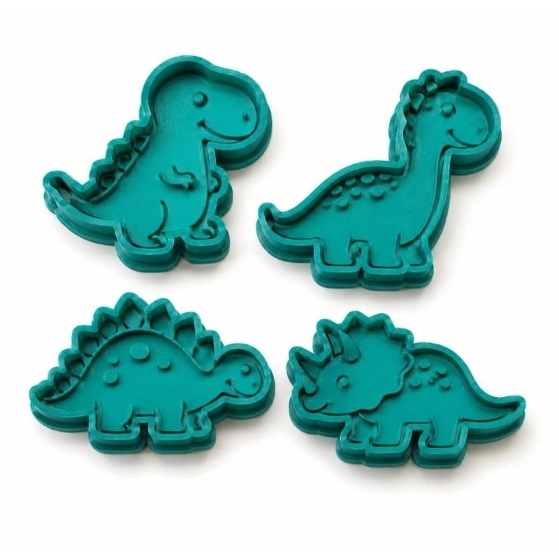 Kit Cortadores de Biscoito Dinossauros 4 Peças Pasta Americana Biscuit Confeitaria