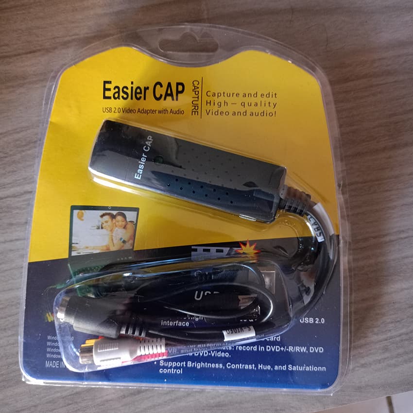 Placa de Captura EasyCAP USB 2.0 Áudio eVídeo RCA/S-Video para VHS, DVD e Videocassete | Digitalização no PC e Notebook