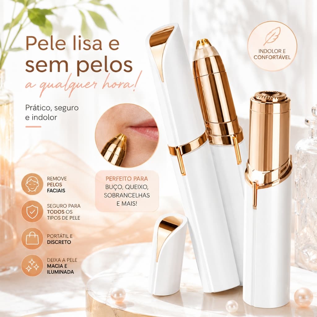 Depilador Elétrico Batom Indolor Portátil Facial Touch Removedor de Pêlos Indesejados Recarregável