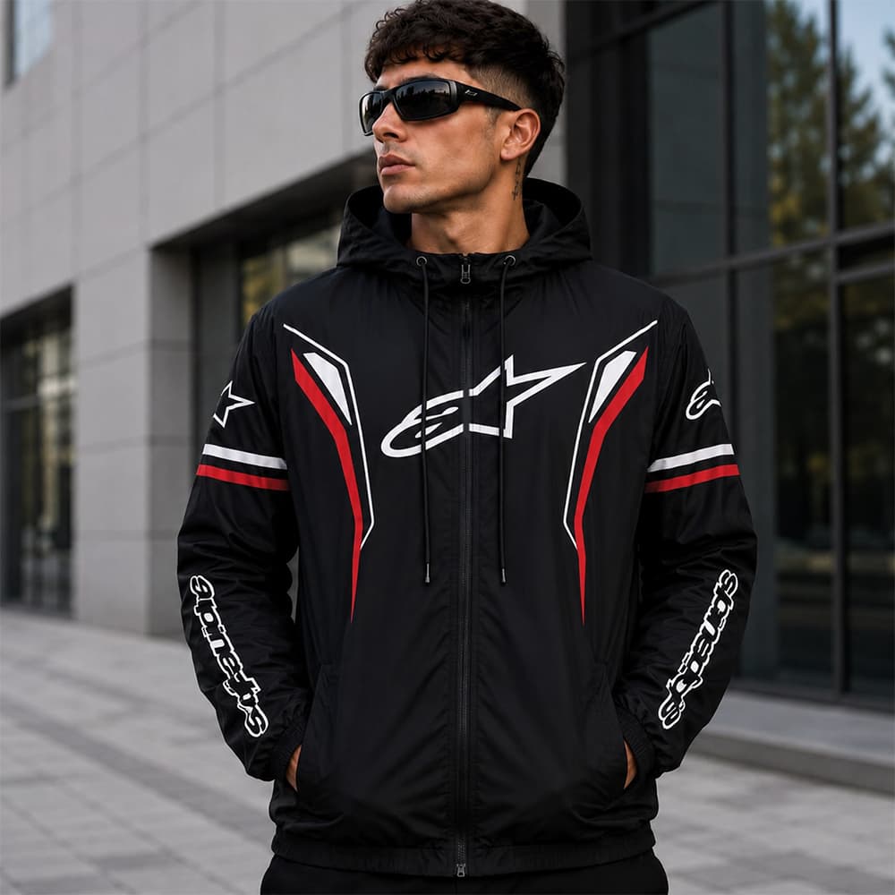 Jaqueta Corta Vento Masculina Estilo Motociclista Com capuz Ziper e Bolso Otima Qualidade