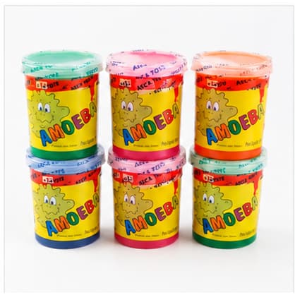 Kit 6 Unidades Amoeba Slime Massinha Cores Sortidas Infantil Presente Aniversário Dia das Crianças