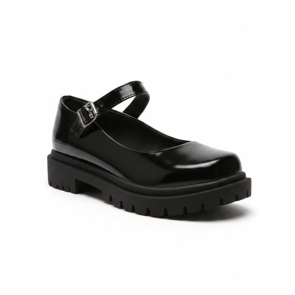 Sapato Mary Jane Feminino Plataforma Tratorada Boneca com Fivela