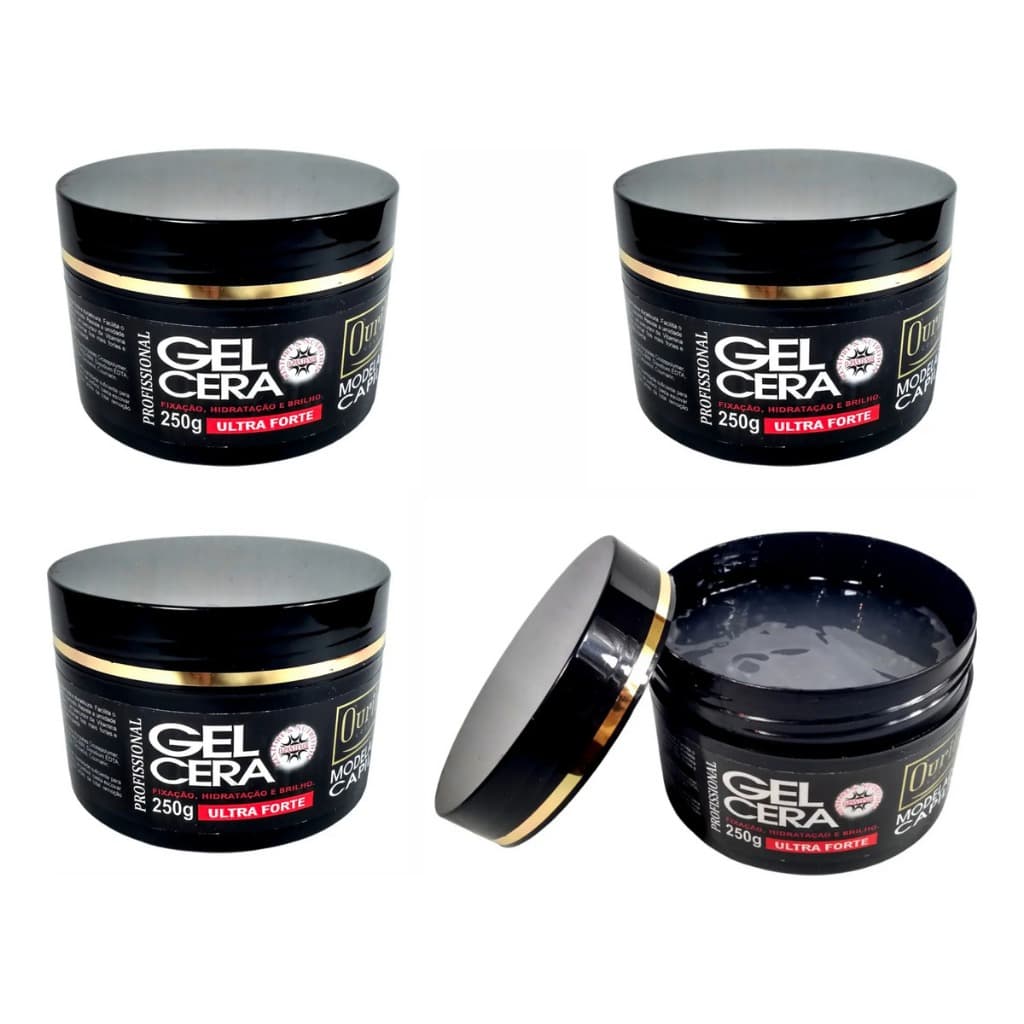 Kit 4 Unidades Gel Cera Capilar Ouribel 250g - Fixação Forte e Hidratação com D-Pantenol