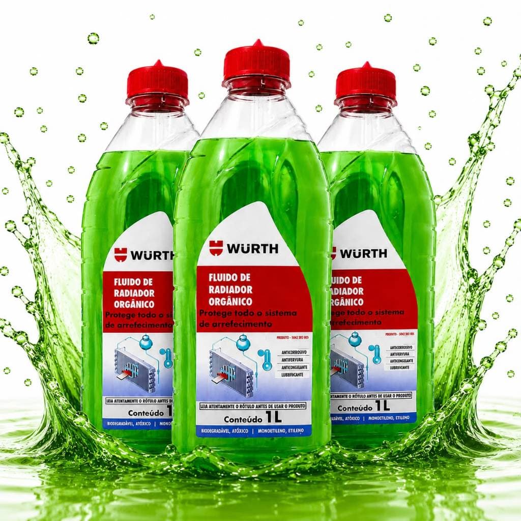Kit 5L Aditivo Verde Pronto Uso Orgânico Wurth Fluido Radiador