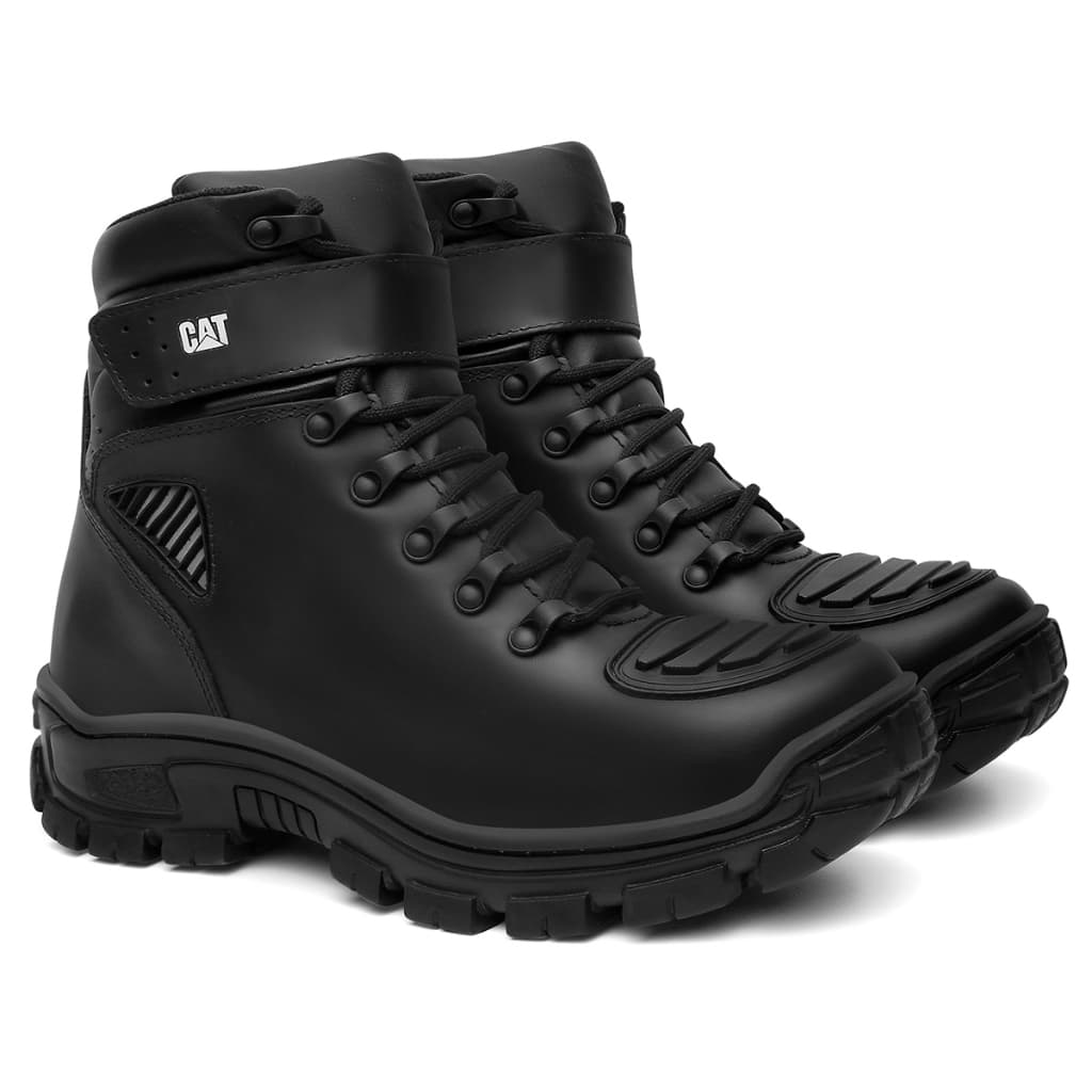 Bota Motociclista Motoqueiro Semi Impermeável Couro Preto Palmilha Em Gel Envio Imediato