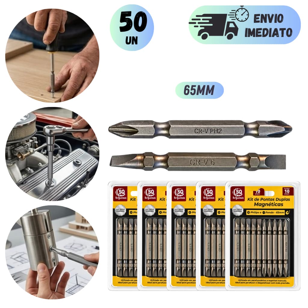 KIT PONTEIRAS DE PARAFUSADEIRA 65MM PONTA PHILIPS E FENDA BITS PARA CASA OBRA FERRAMENTA