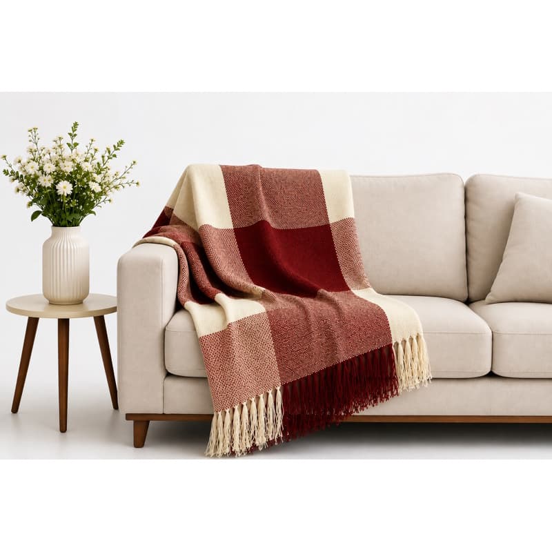 Mantas Quadriculadas Para Sofá/Cama 100% Algodão Decorativa Luxuosa Protetora Tamanho 2,10 X 1,20
