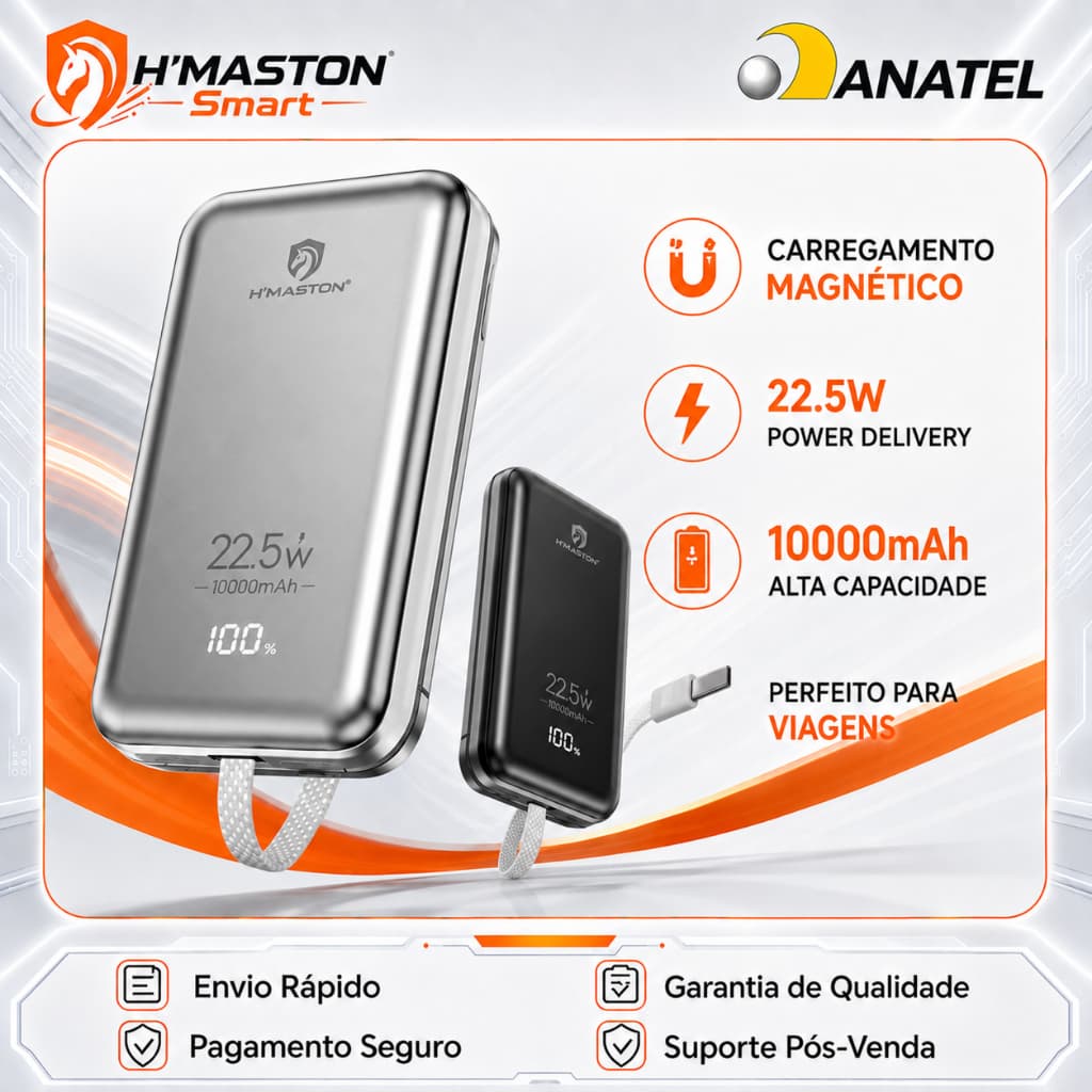 H'MASTON YD92 Carregador Por Indução Iphone Carregador Portátil Para Celular Power Bank 10000mAh Carregador Portatil